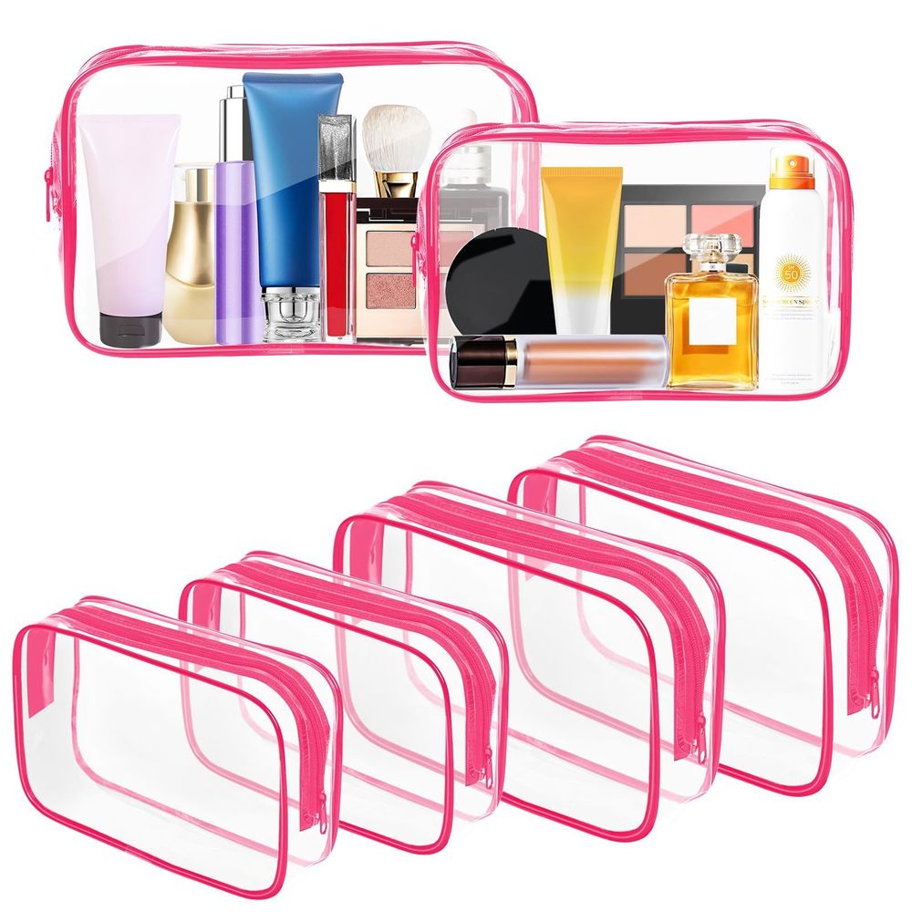 6 Pack Clear Toiletry Bag,portable Travel Makeup Bags With Zipper, Tsa🖤